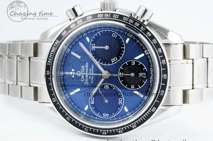 0405 UrbanChic Speedmaster Racing Master SS HKF Best Edition Blue Black Dial on SS Bracelet A 7808